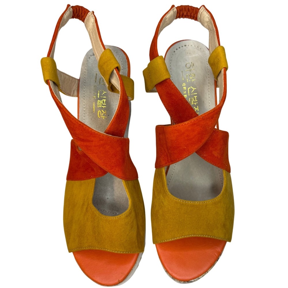 Colorful‎ Korean Style Summer Sandals Orange Yellow Open Toe Size 11/43